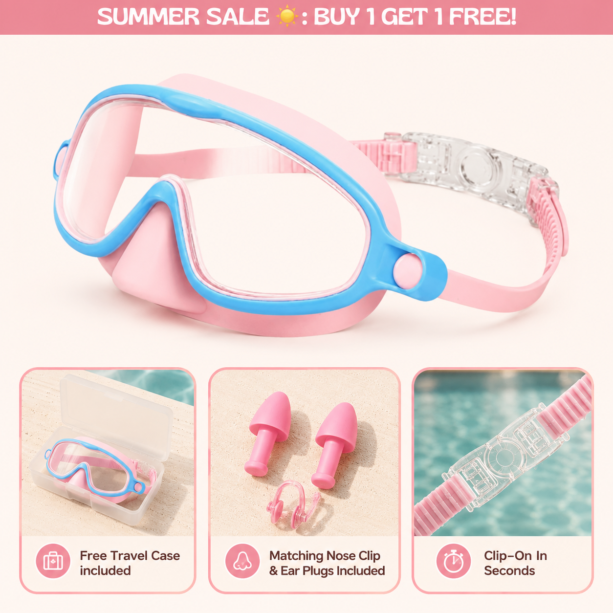 Zenovap™ AquaClip Kids Swim Goggles  (Nose cover)