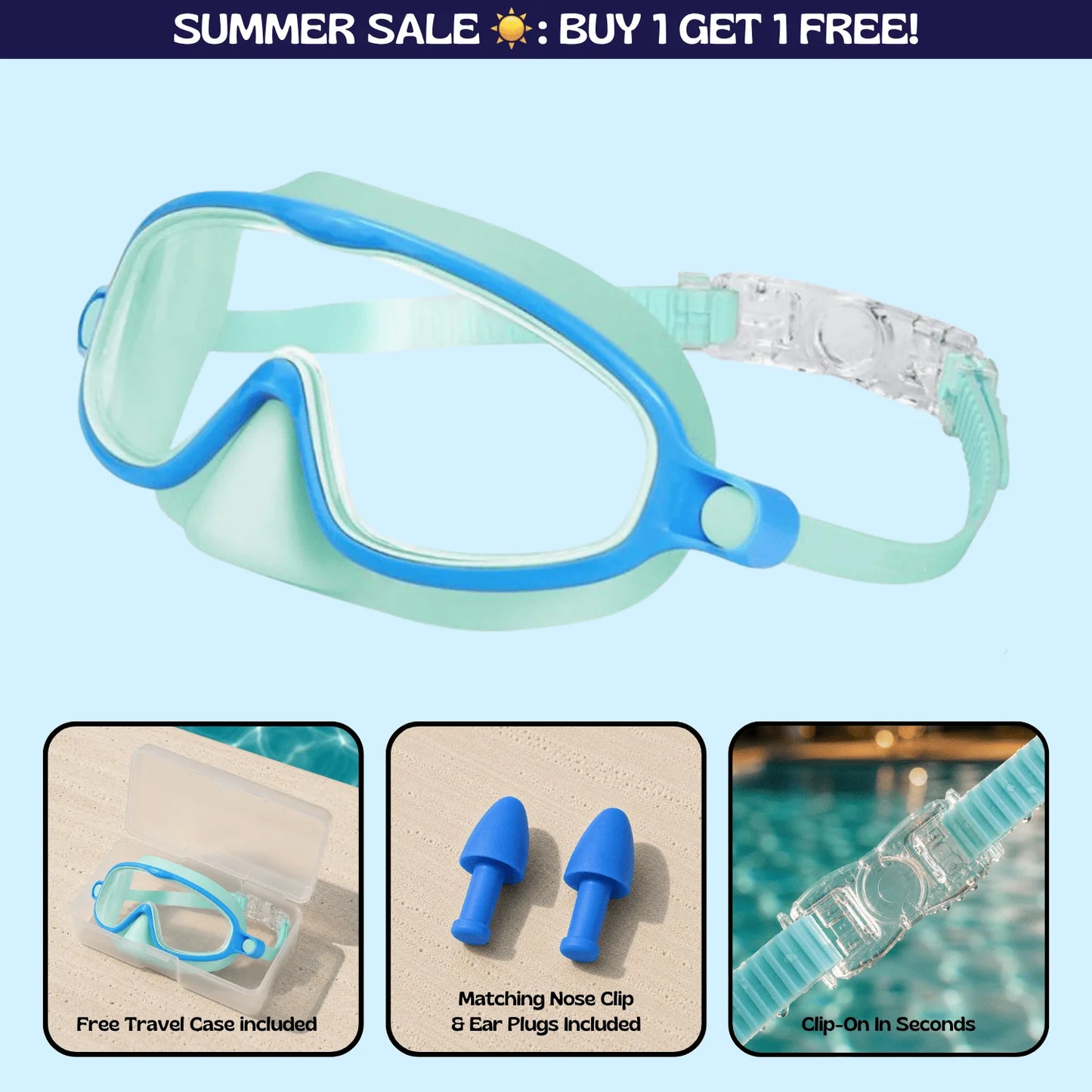 Zenovap™ AquaClip Kids Swim Goggles  (Nose cover)