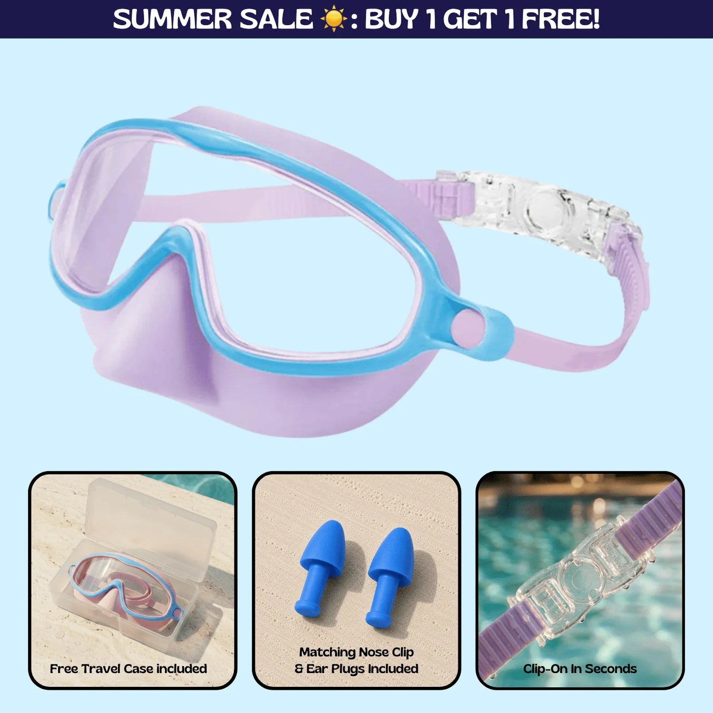 Zenovap™ AquaClip Kids Swim Goggles  (Nose cover)