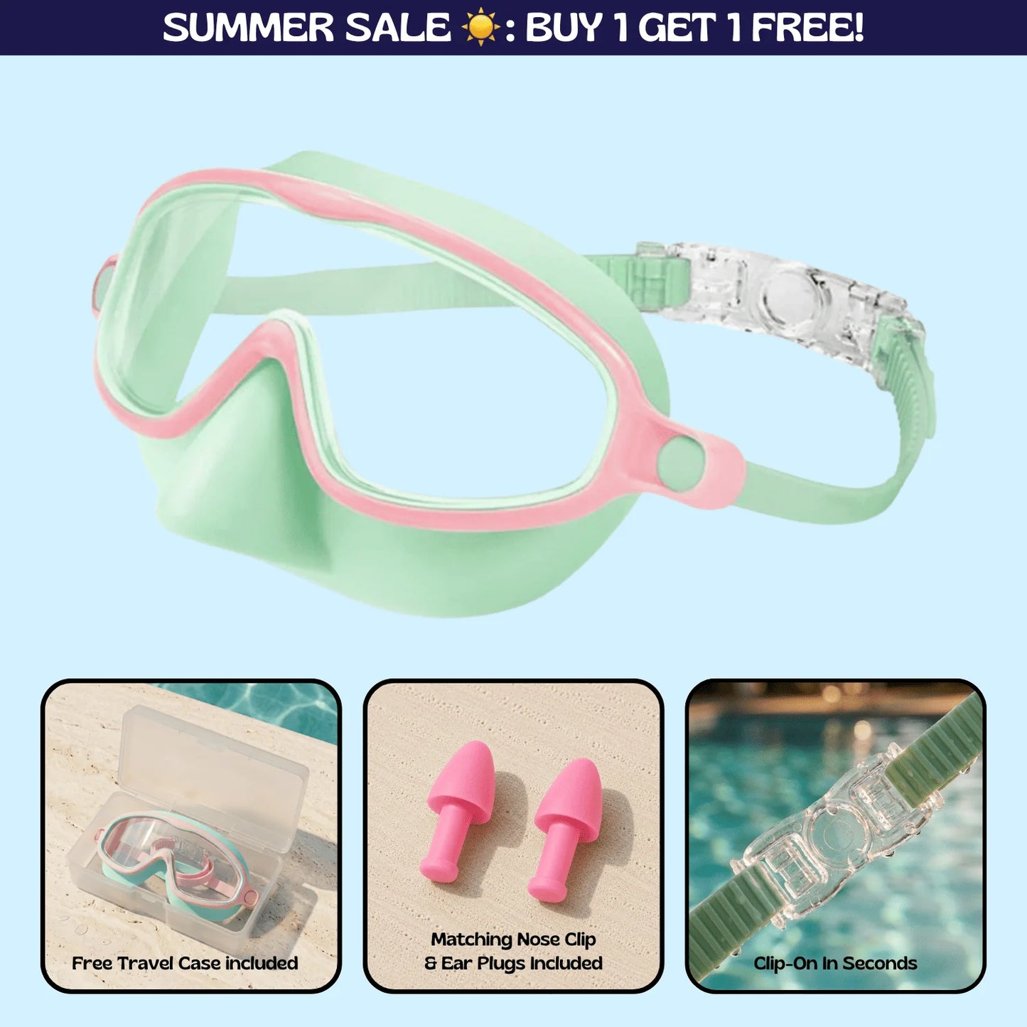 Zenovap™ AquaClip Kids Swim Goggles  (Nose cover)