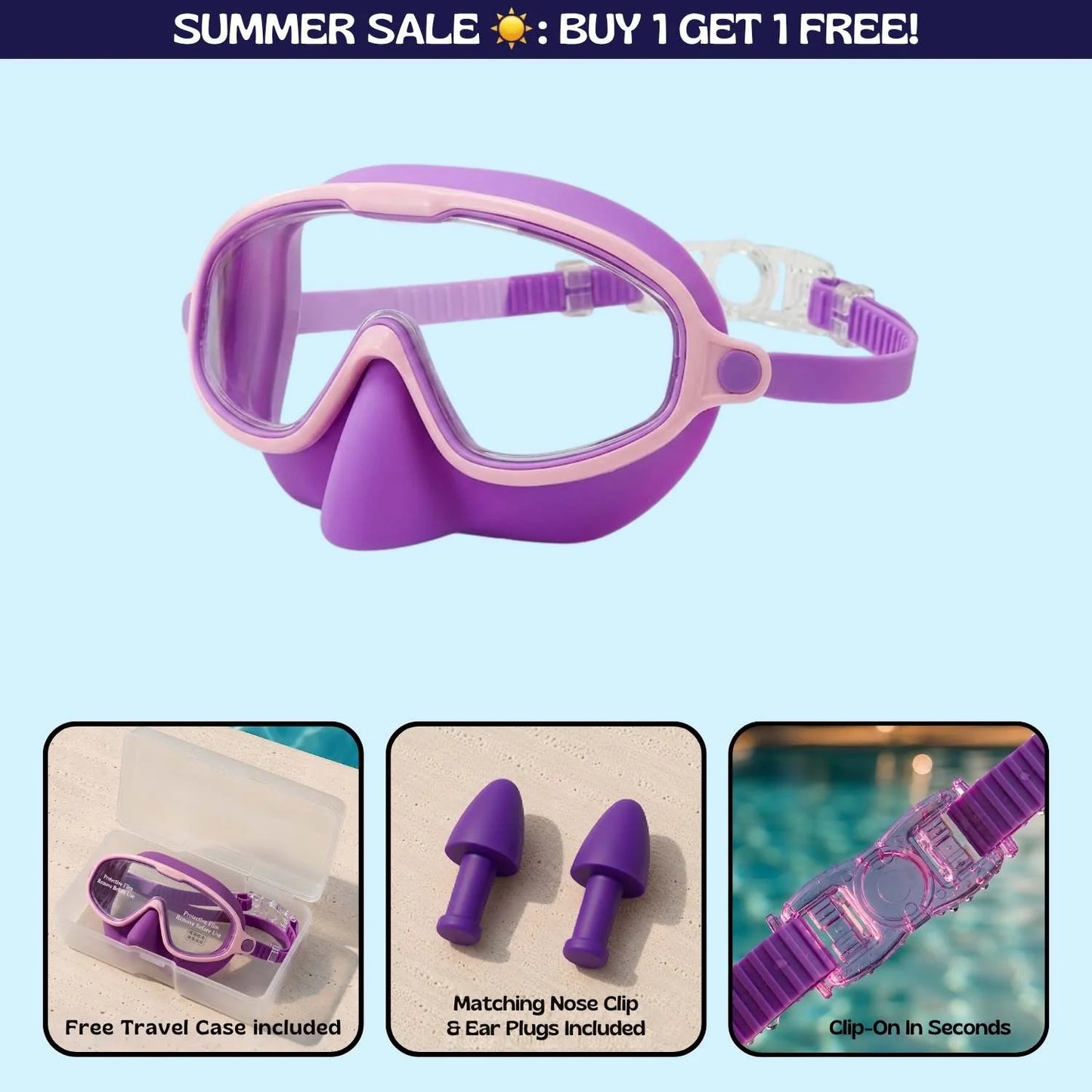 Zenovap™ AquaClip Kids Swim Goggles  (Nose cover)