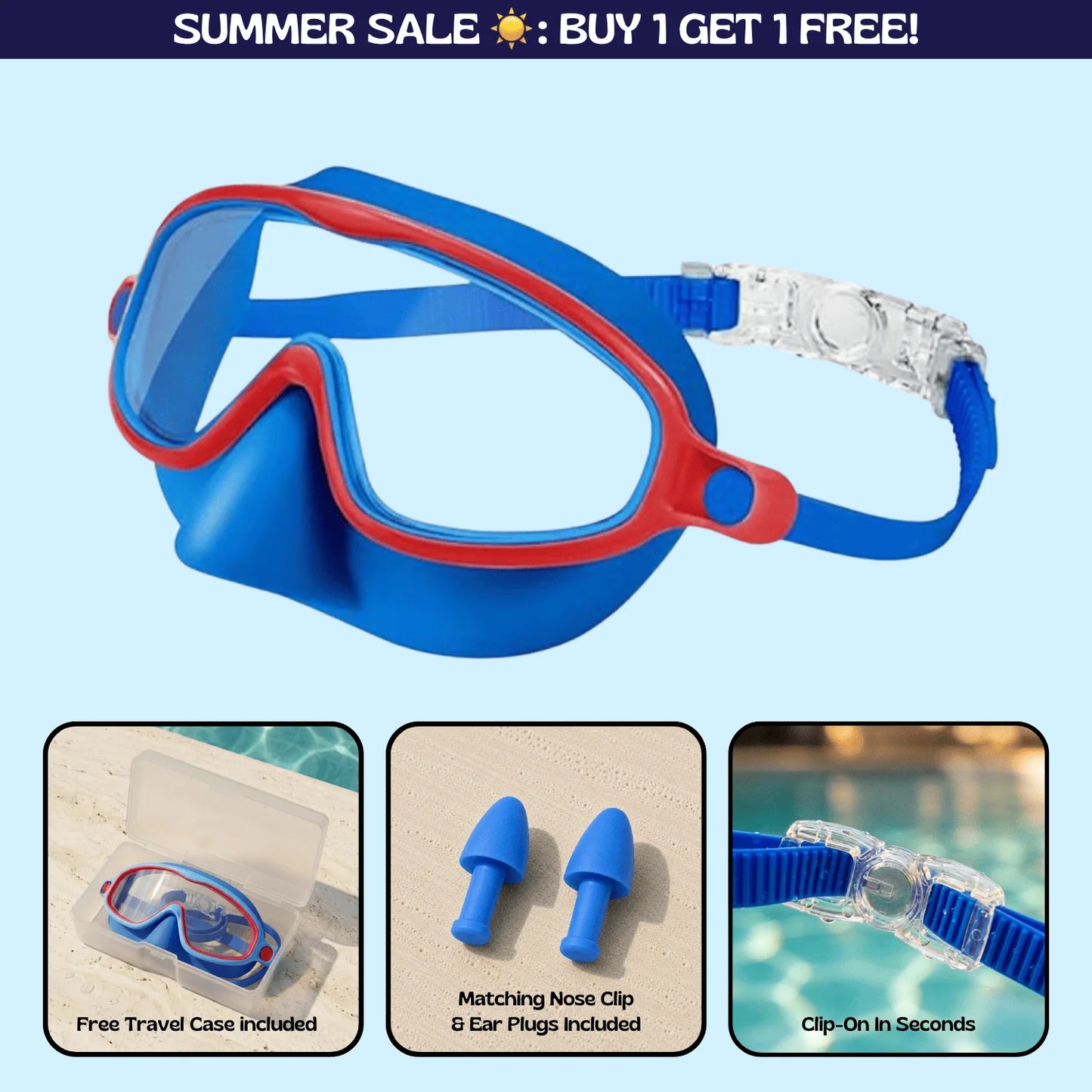 Zenovap™ AquaClip Kids Swim Goggles  (Nose cover)