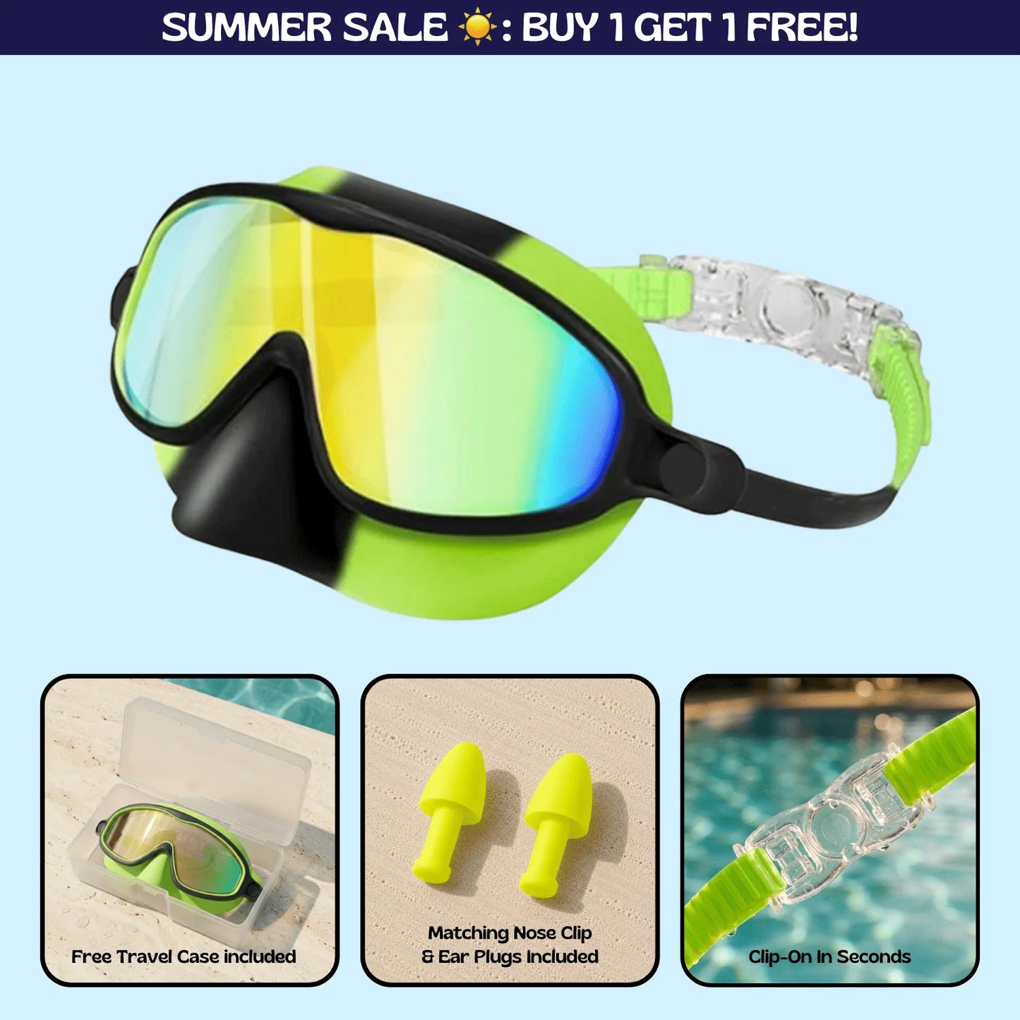 Zenovap™ AquaClip Kids Swim Goggles  (Nose cover)
